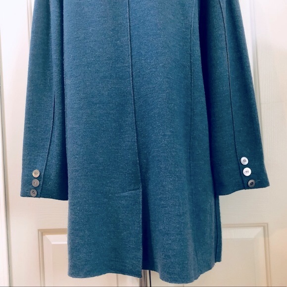 Eileen Fisher Boiled Wool Pockets Teal Color Jacket Coat Size Large - Picture 9 of 14
